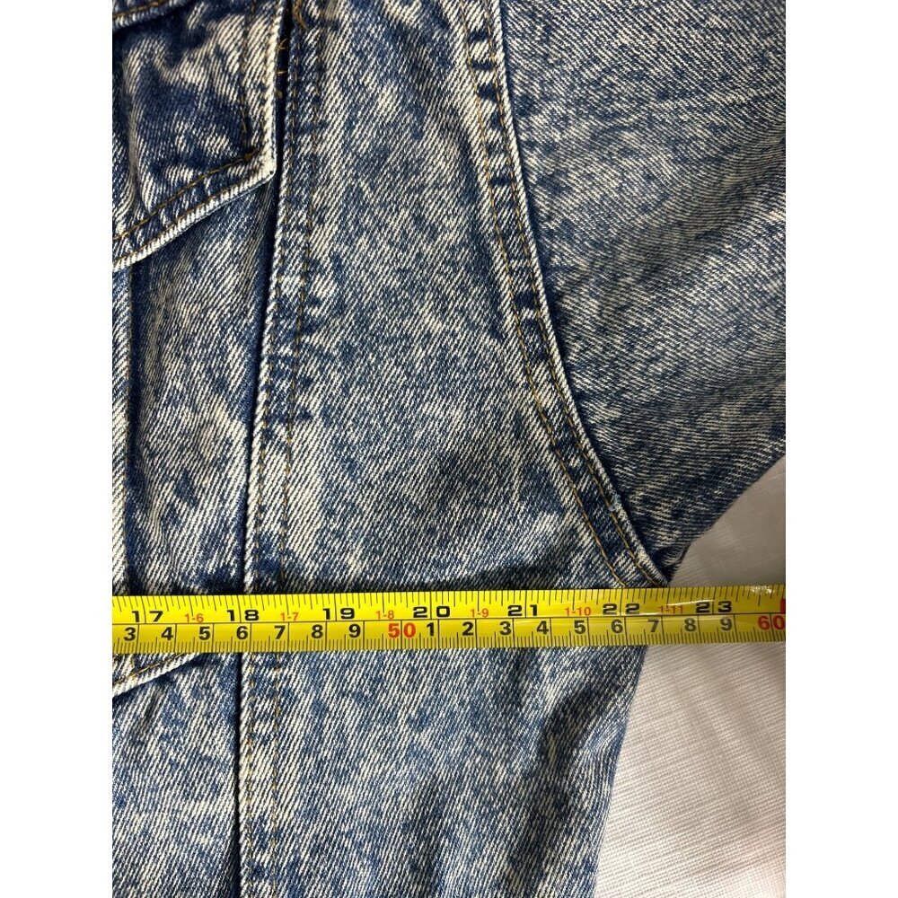 Palmettos Womens Acid Washed Blue Trucker Denim Button Front Long Sleeve M (A-6) - Picture 7 of 7